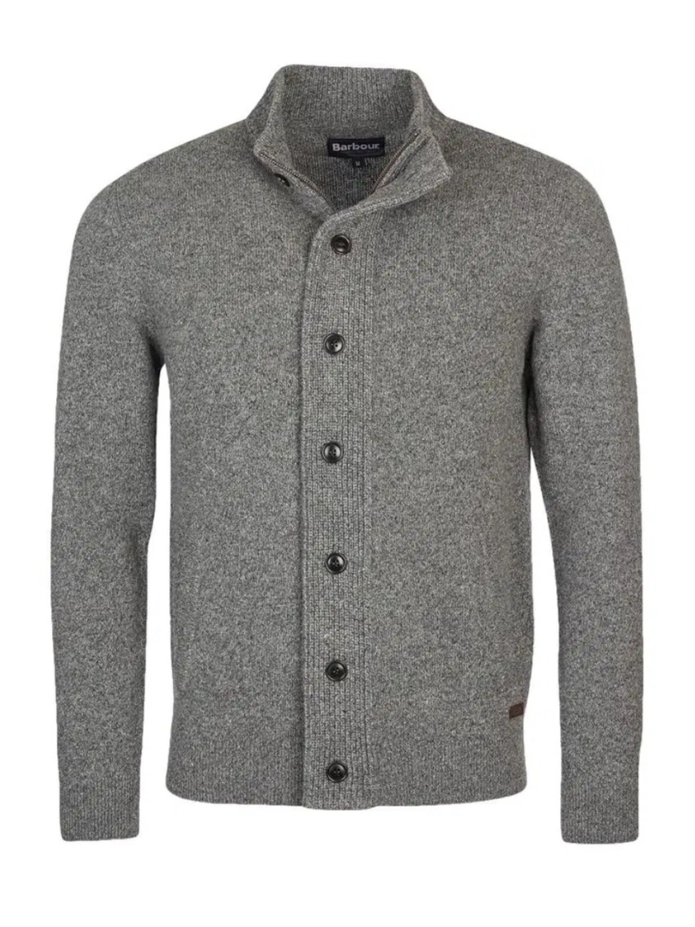 Barbour Grey Wool Knit Zip & Button Cardigan Sweater